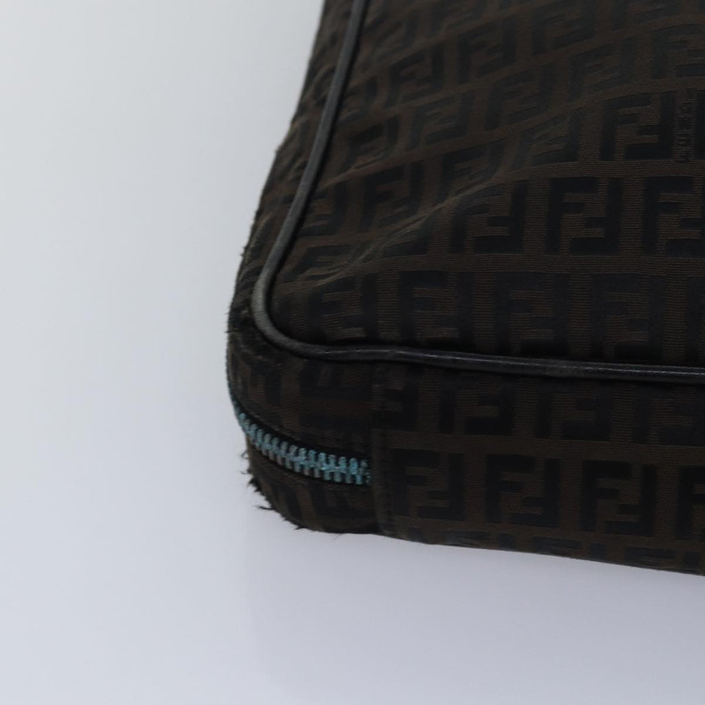 FENDI Zucchino Canvas Hand Bag Brown Black83318