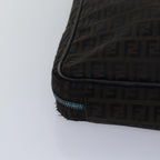 FENDI Zucchino Canvas Hand Bag Brown Black83318