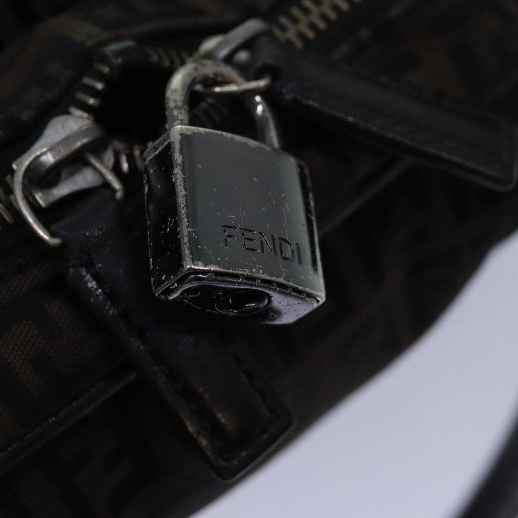 FENDI Zucchino Canvas Hand Bag Brown Black83318