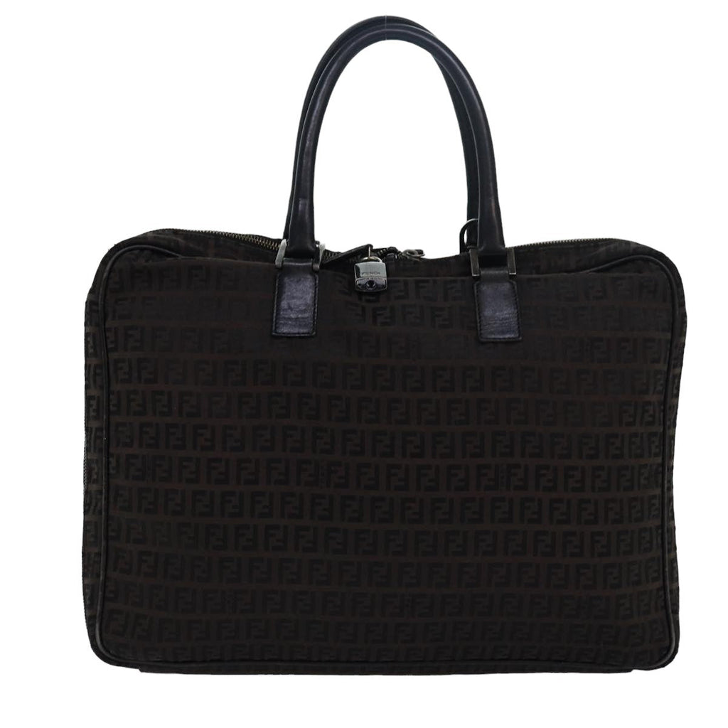 FENDI Zucchino Canvas Hand Bag Brown Black83318