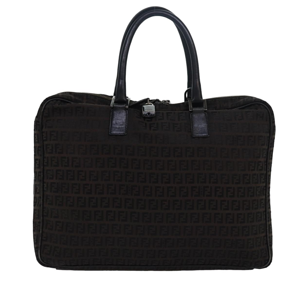 FENDI Zucchino Canvas Hand Bag Brown Black83318
