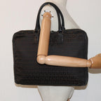 FENDI Zucchino Canvas Hand Bag Brown Black83318