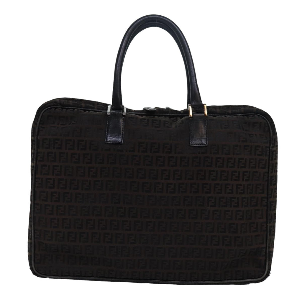 FENDI Zucchino Canvas Hand Bag Brown Black83318