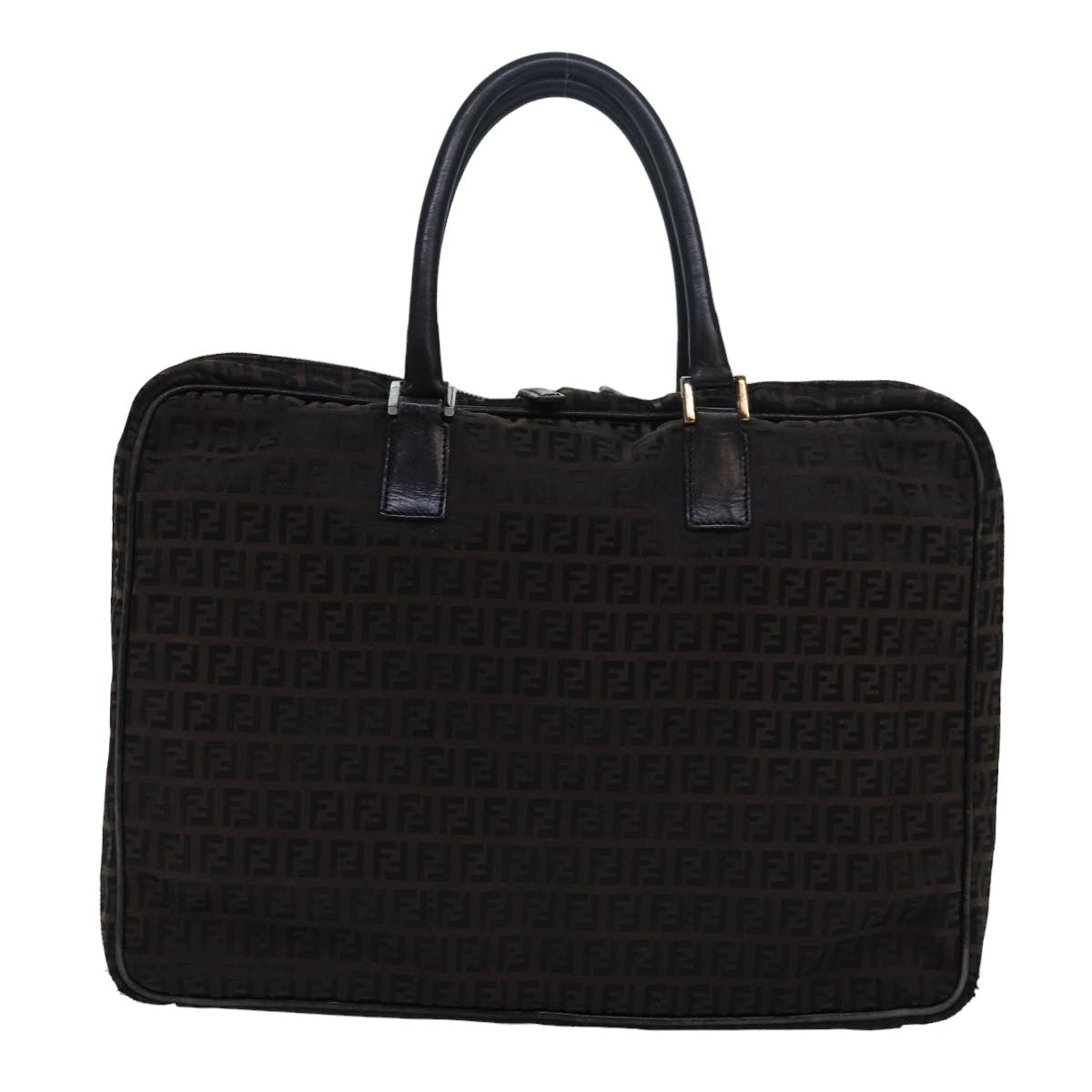 FENDI Zucchino Canvas Hand Bag Brown Black83318