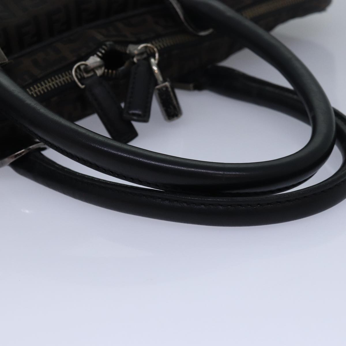 FENDI Zucchino Canvas Hand Bag Brown Black83318