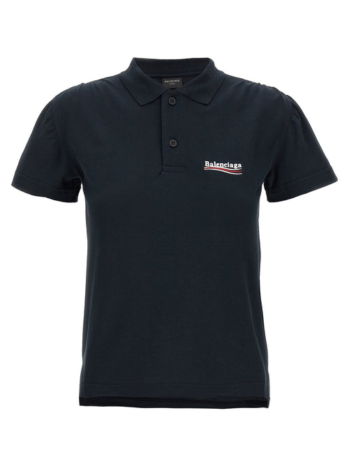 Balenciaga Women Logo Embroidery Polo Shirt
