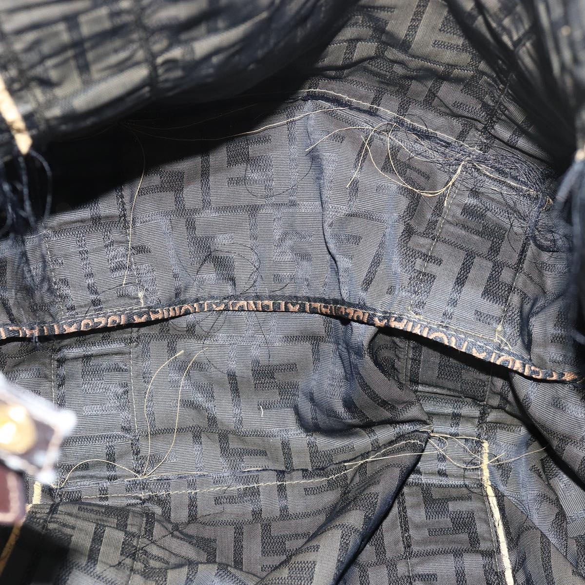 FENDI Zucca Canvas Boston Bag Brown Black83329