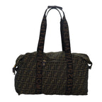 FENDI Zucca Canvas Boston Bag Brown Black83329
