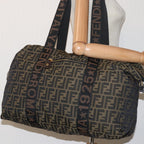 FENDI Zucca Canvas Boston Bag Brown Black83329