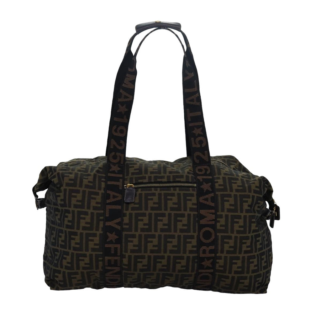FENDI Zucca Canvas Boston Bag Brown Black83329
