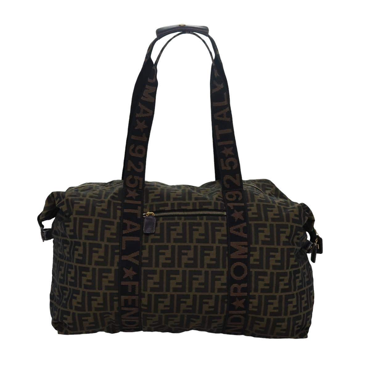 FENDI Zucca Canvas Boston Bag Brown Black83329