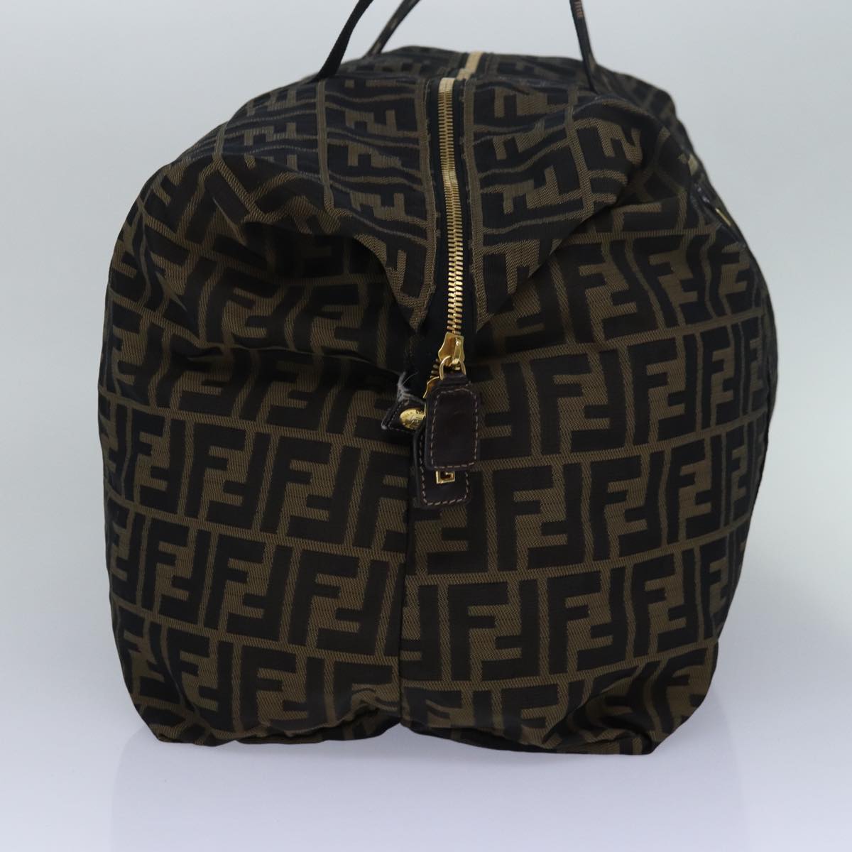 FENDI Zucca Canvas Boston Bag Brown Black83329