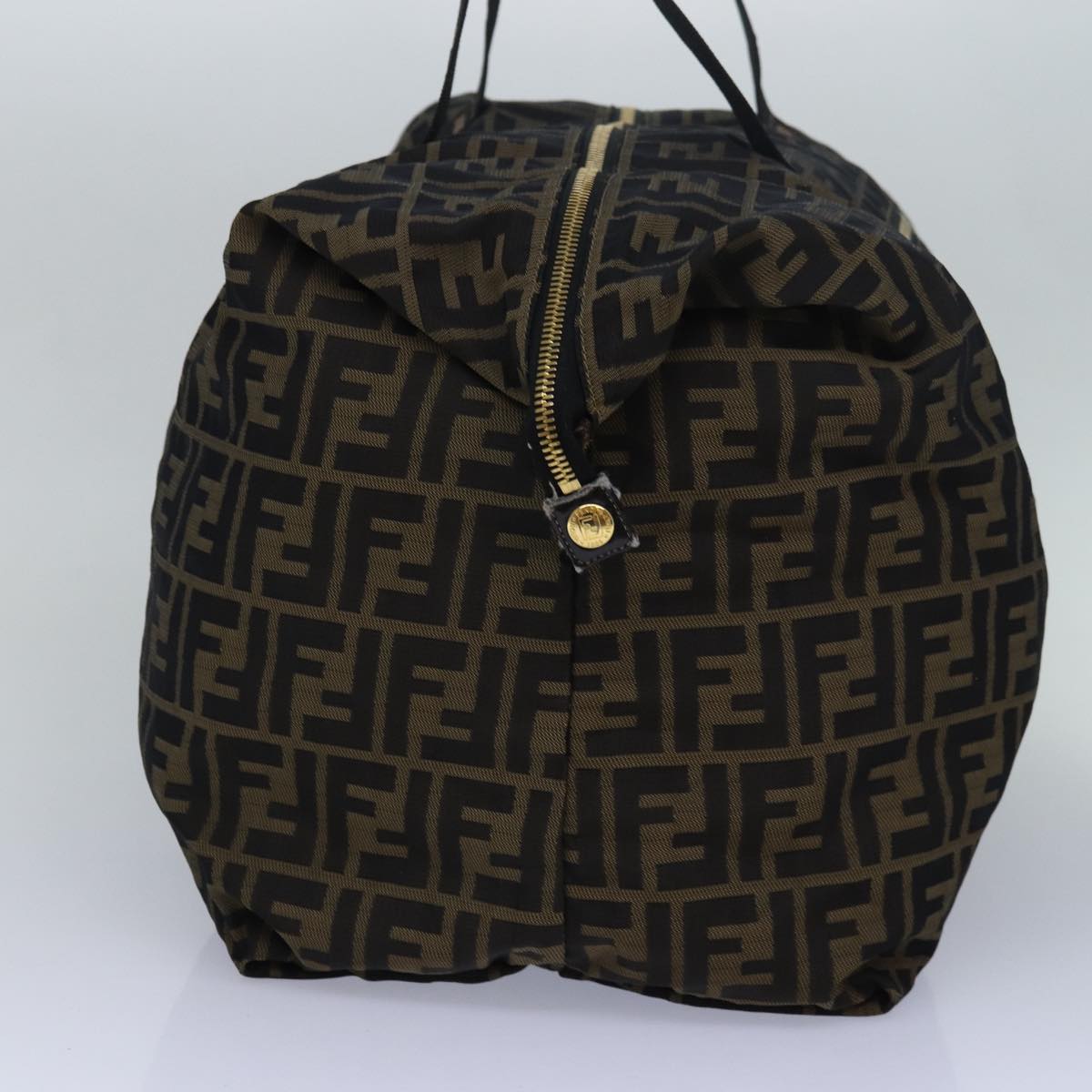 FENDI Zucca Canvas Boston Bag Brown Black83329
