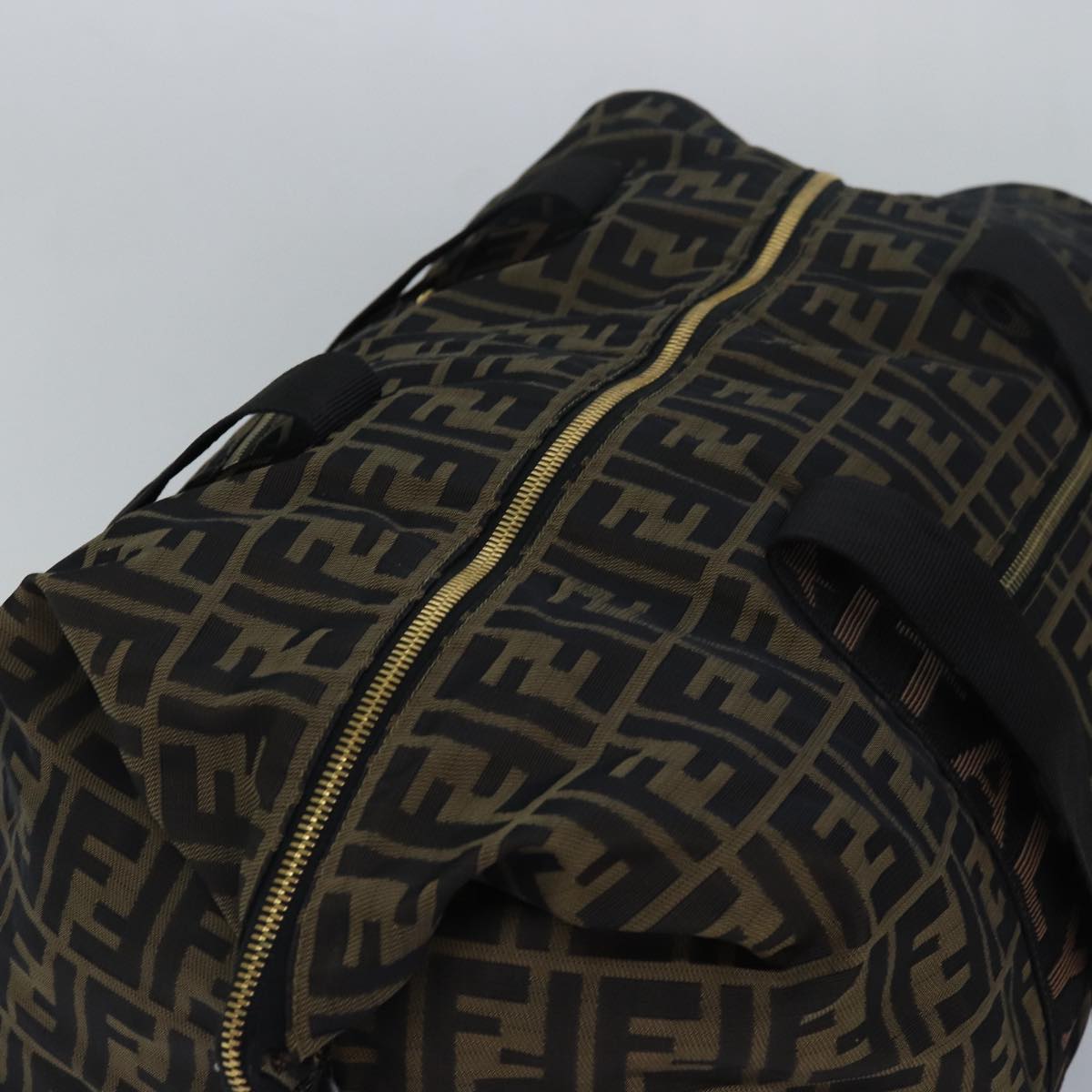 FENDI Zucca Canvas Boston Bag Brown Black83329