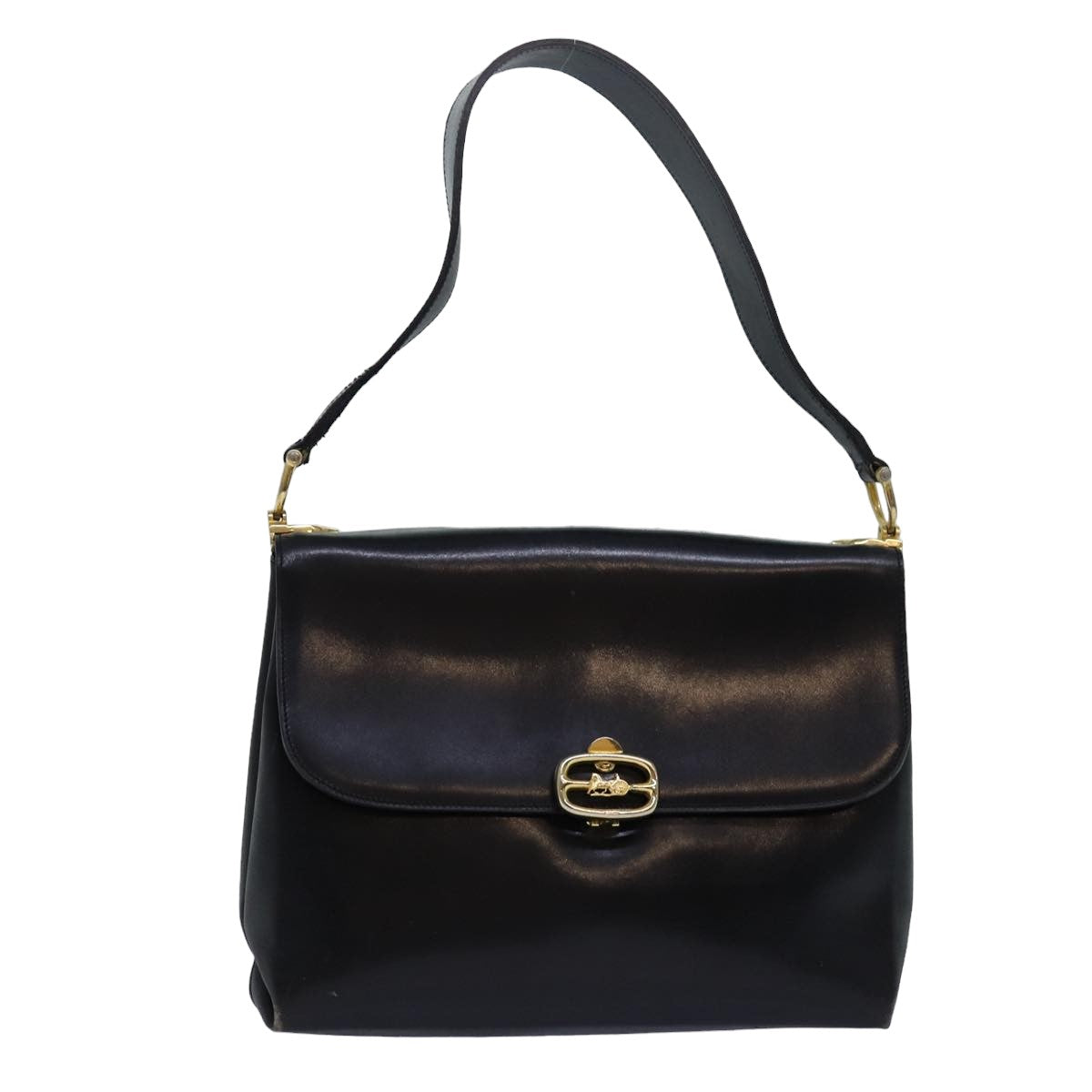 CELINE Shoulder Bag Leather Black  83339