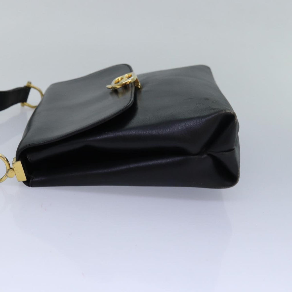CELINE Shoulder Bag Leather Black  83339