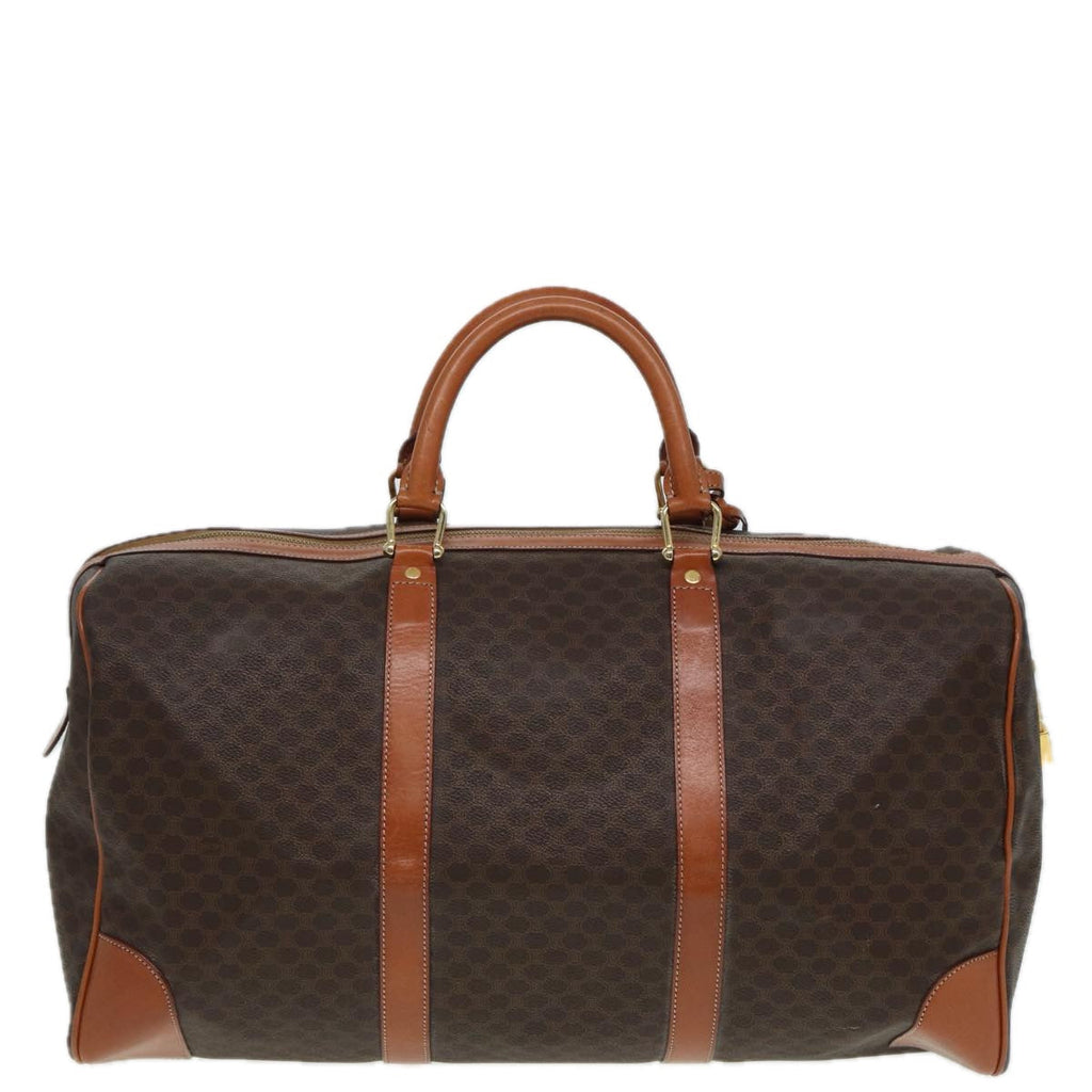 CELINE Macadam Canvas Boston Bag PVC Leather Brown  83386