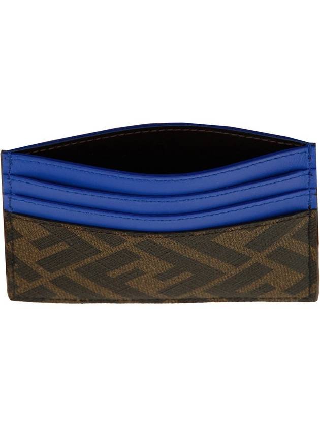 Fendi Diagonal FF Canvas Leather Card Wallet Blue