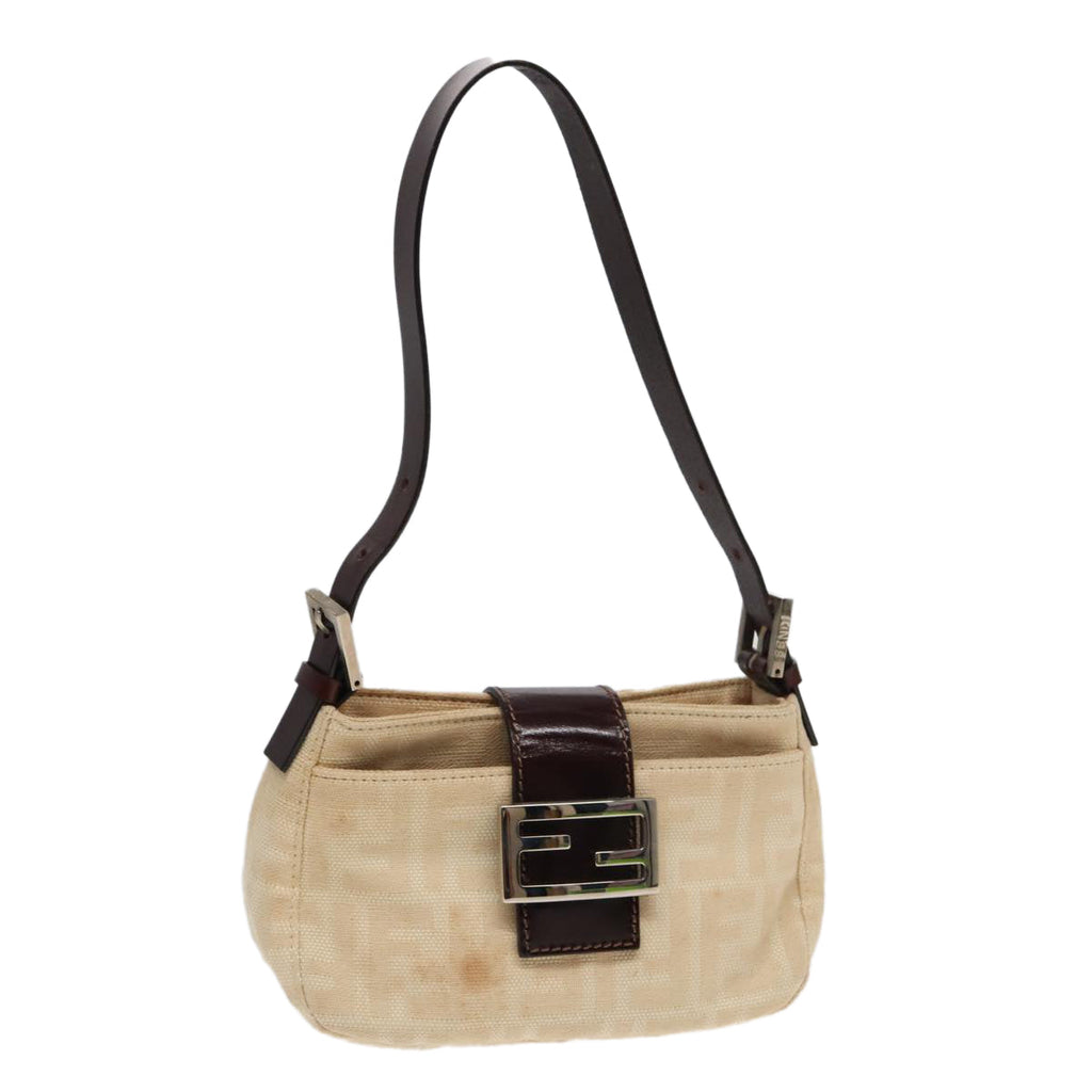 FENDI Zucca Canvas Mamma Baguette Shoulder Bag Beige83401