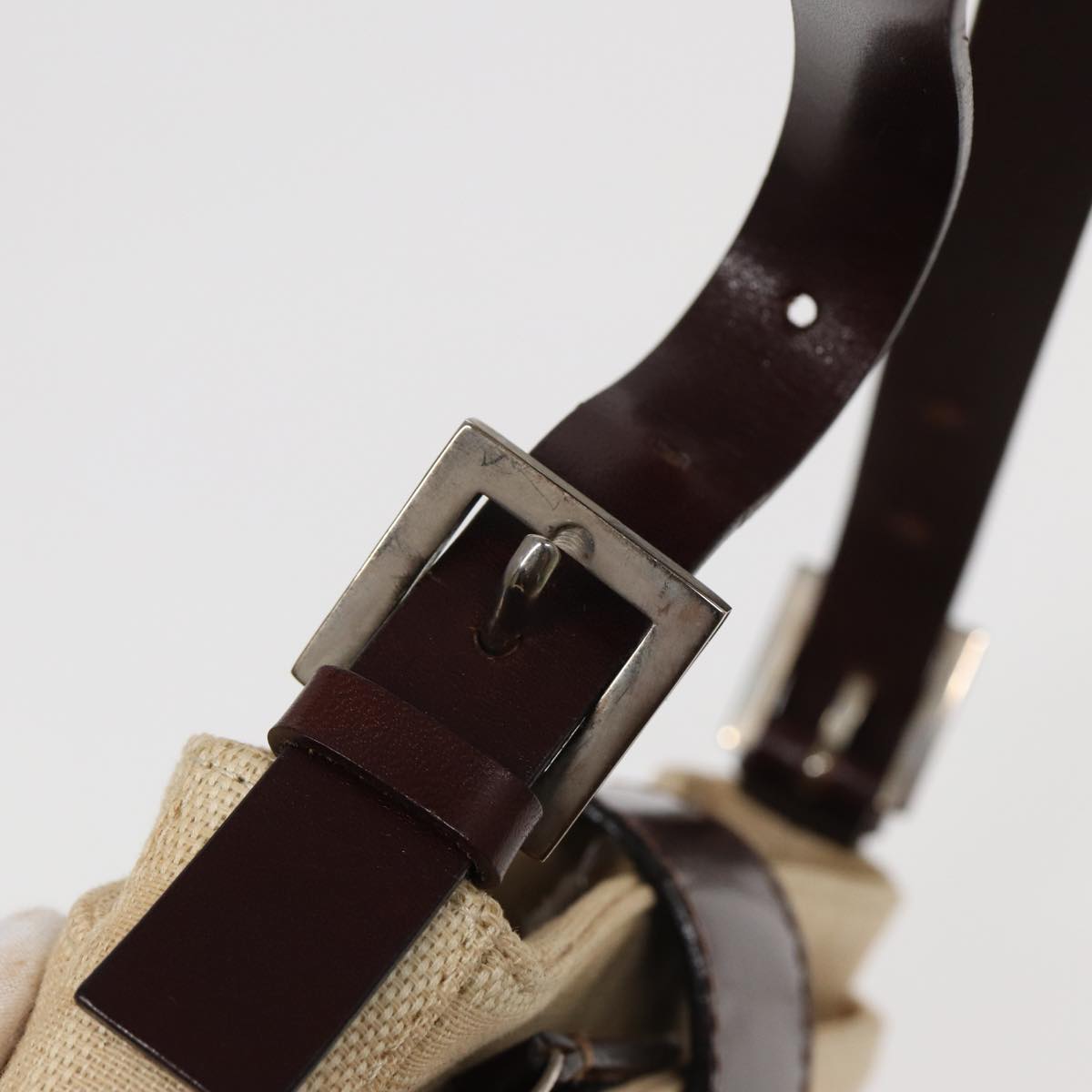 FENDI Zucca Canvas Mamma Baguette Shoulder Bag Beige83401