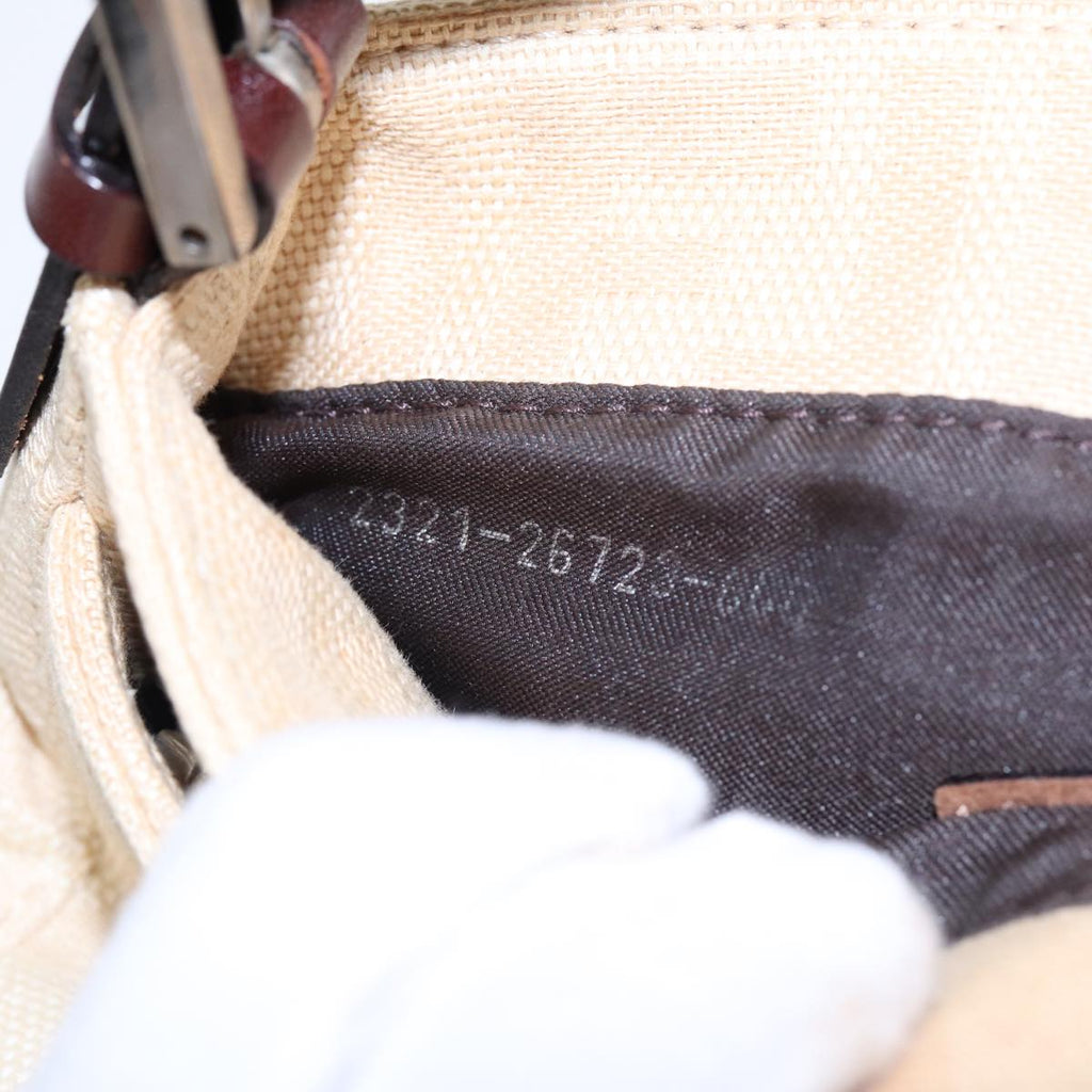 FENDI Zucca Canvas Mamma Baguette Shoulder Bag Beige83401