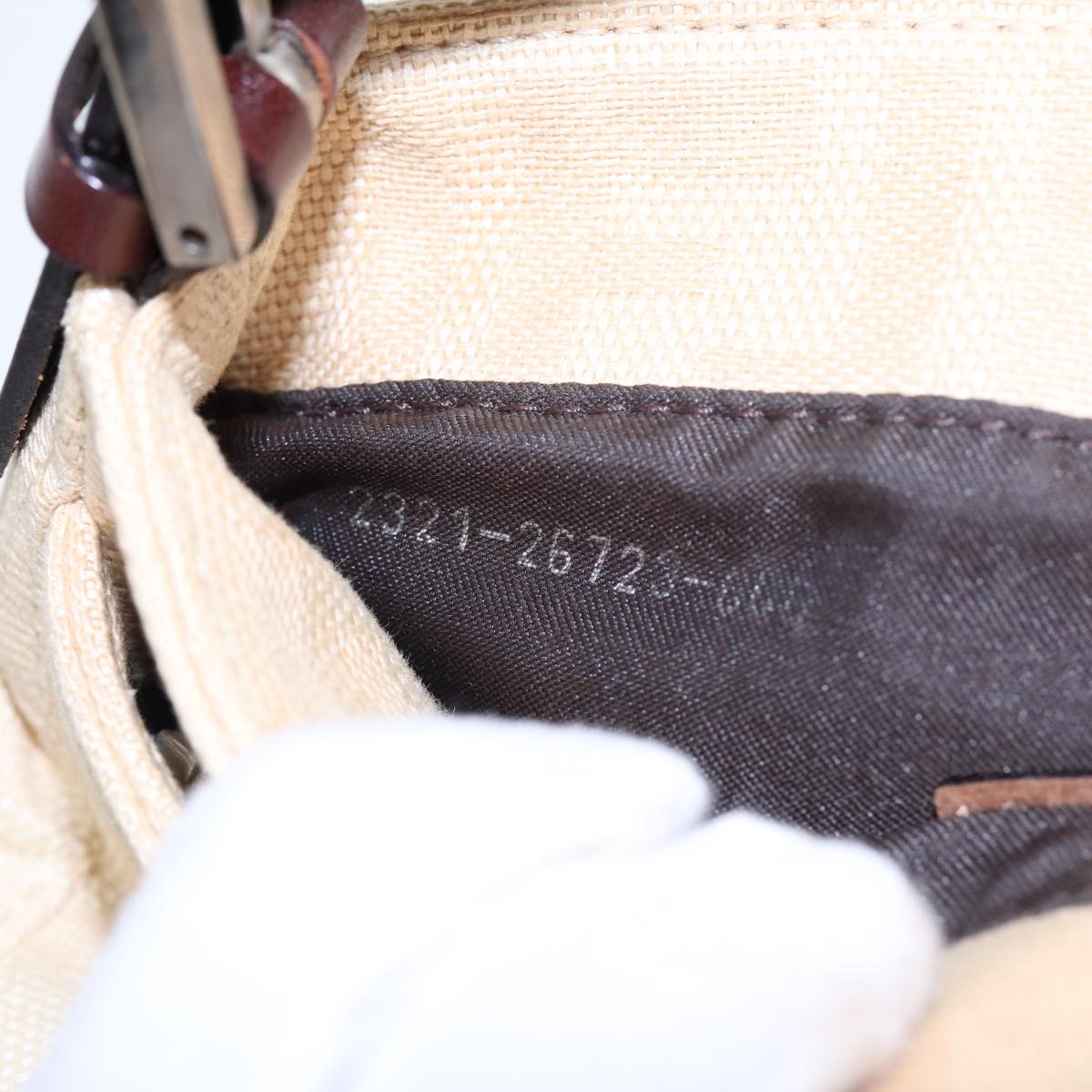 FENDI Zucca Canvas Mamma Baguette Shoulder Bag Beige83401