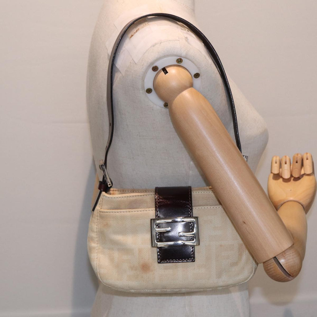 FENDI Zucca Canvas Mamma Baguette Shoulder Bag Beige83401