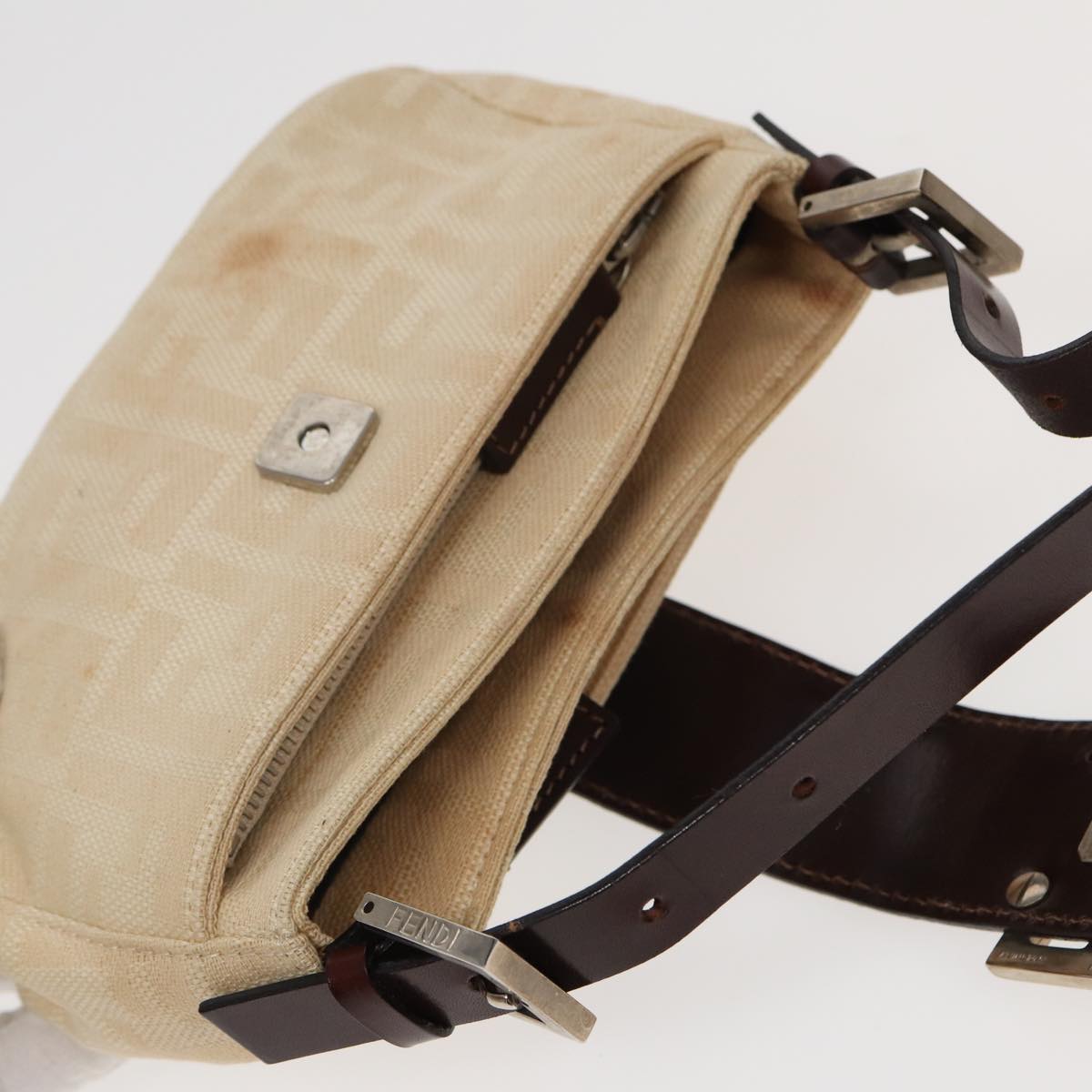 FENDI Zucca Canvas Mamma Baguette Shoulder Bag Beige83401