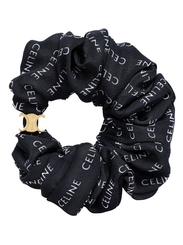 CELINE Rayure Bracelet Slik Scrunchy Gold Black
