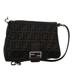 FENDI Zucca Canvas Mamma Baguette Shoulder Bag Brown Black83447