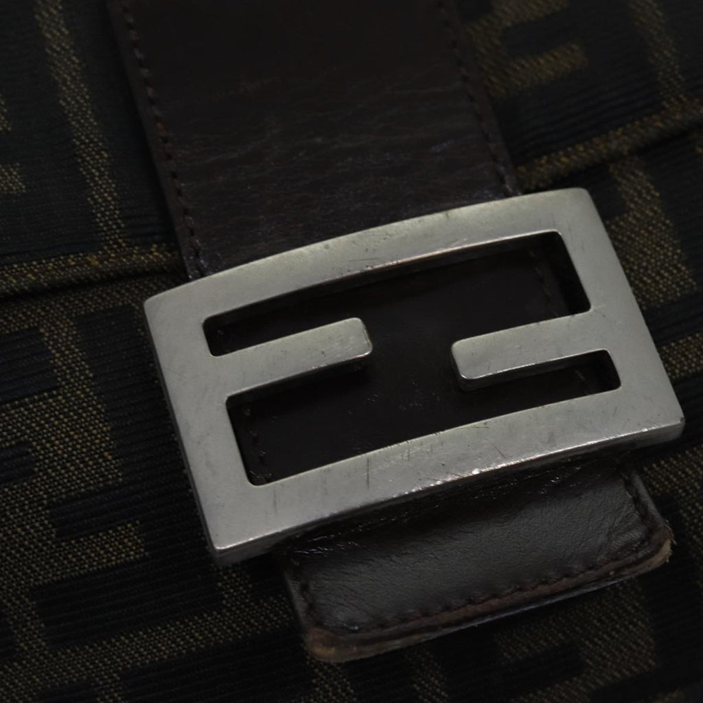 FENDI Zucca Canvas Mamma Baguette Shoulder Bag Brown Black83447