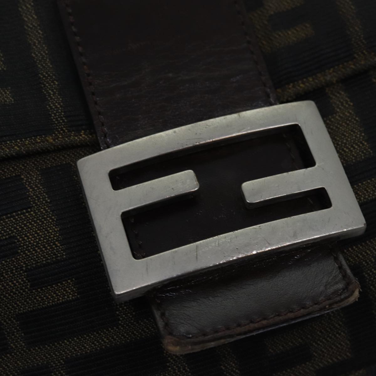 FENDI Zucca Canvas Mamma Baguette Shoulder Bag Brown Black83447