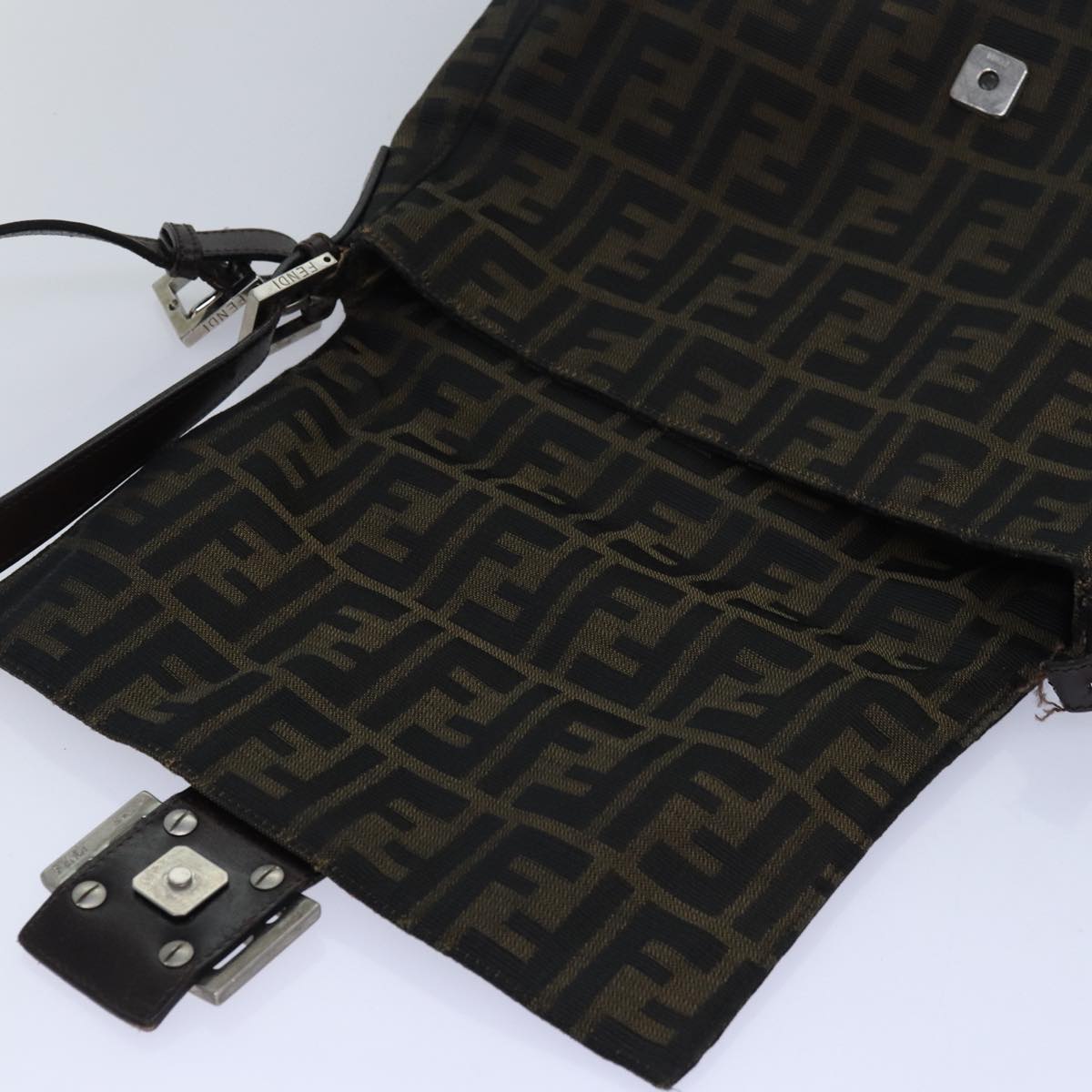 FENDI Zucca Canvas Mamma Baguette Shoulder Bag Brown Black83447