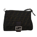 FENDI Zucca Canvas Mamma Baguette Shoulder Bag Brown Black83447