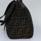 FENDI Zucca Canvas Mamma Baguette Shoulder Bag Brown Black83447
