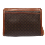 CELINE Macadam Canvas Clutch Bag PVC Leather Brown Auth 83453
