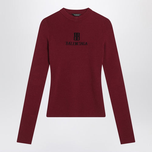 Balenciaga Ribbed Burgundy Nano Bb Sweater Women