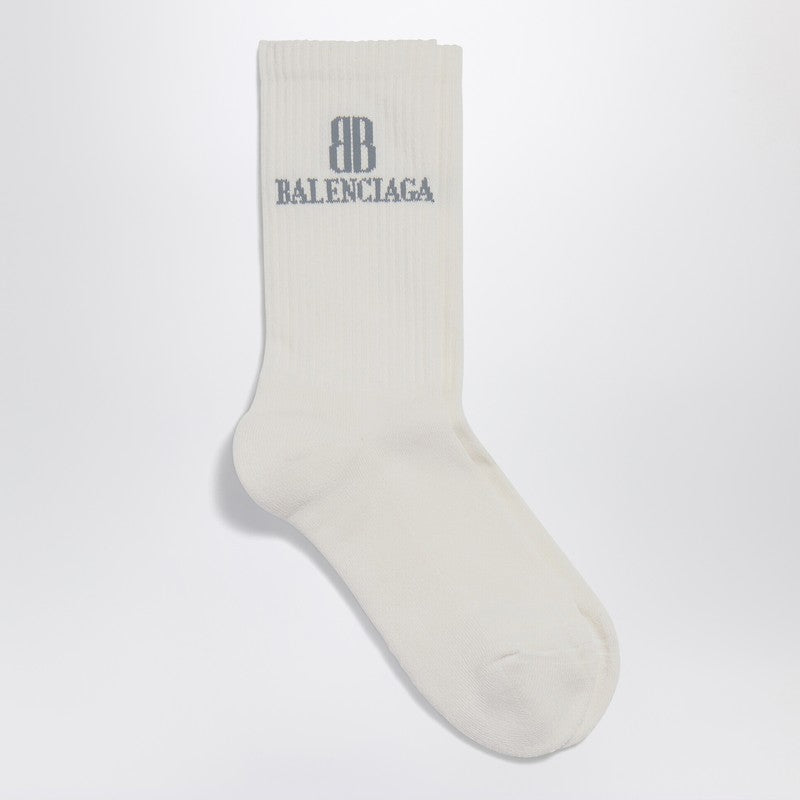 Balenciaga Nano Bb Socks In White Cotton Blend Men