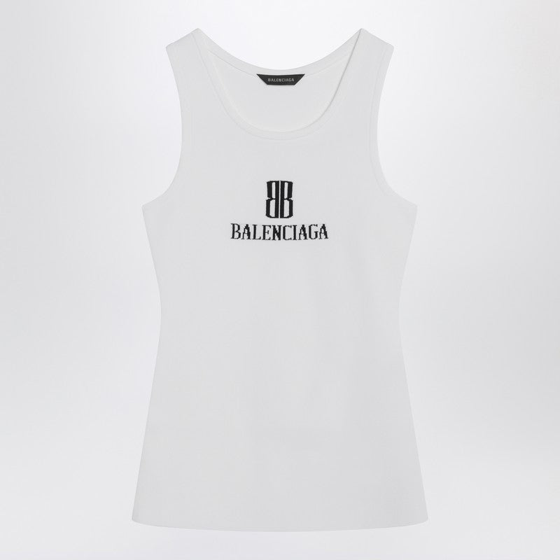 Balenciaga White Nano Bb Tank Top Women