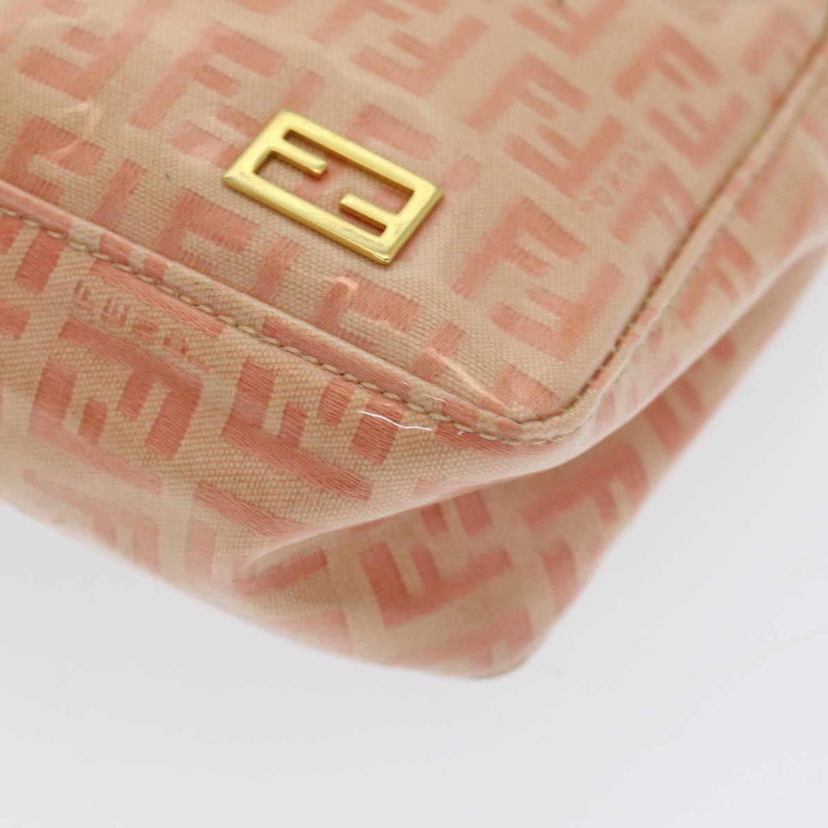 FENDI Zucchino Canvas Hand Bag Enamel Orange83668