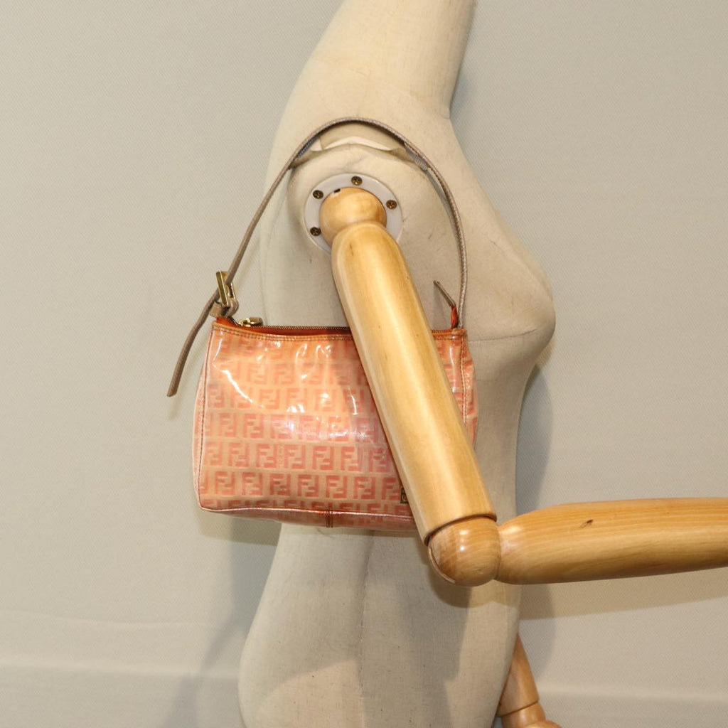 FENDI Zucchino Canvas Hand Bag Enamel Orange83668