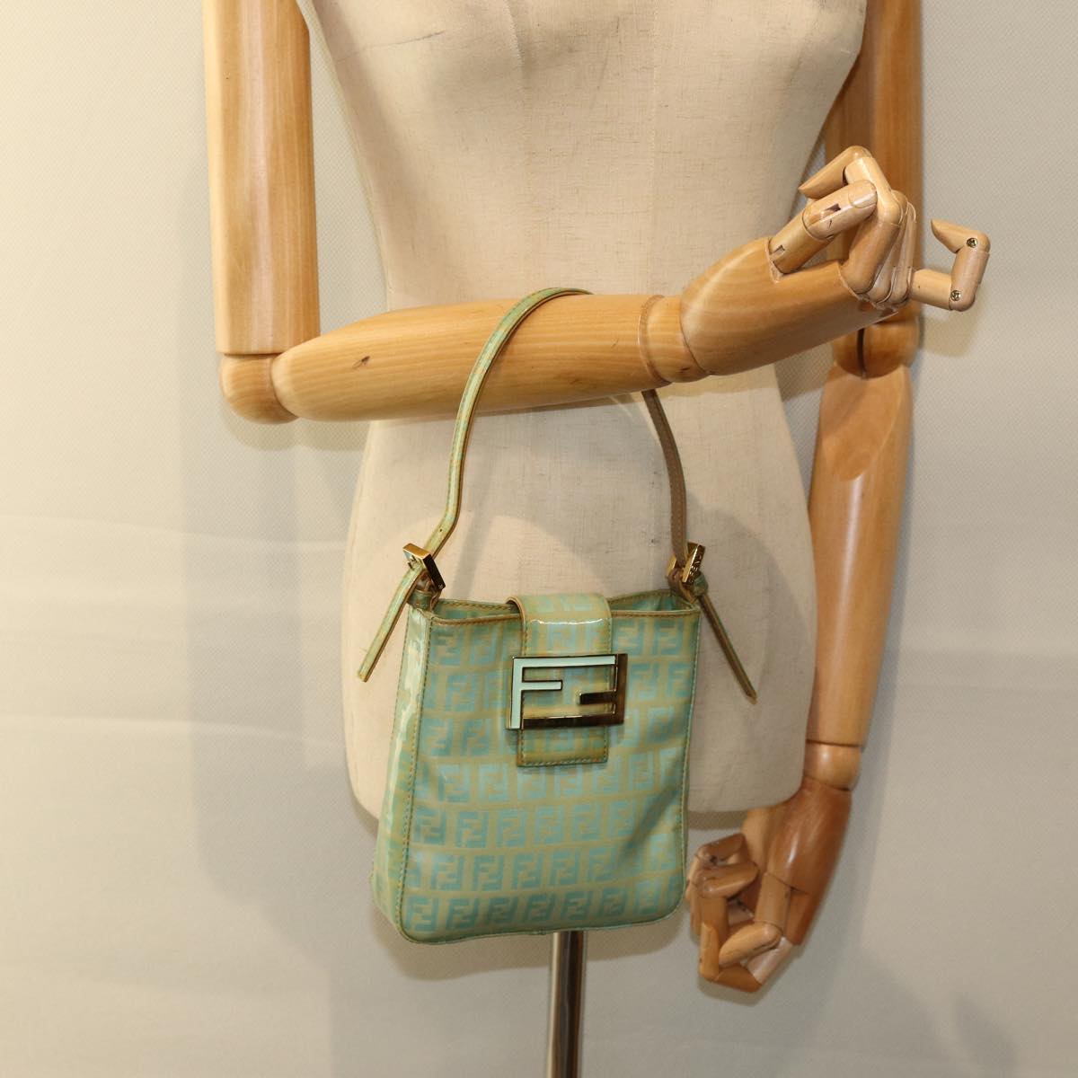 FENDI Zucchino Canvas Mamma Baguette Hand Bag Enamel83669