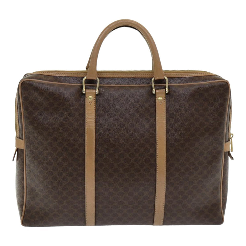 CELINE Macadam Canvas Hand Bag PVC Leather Brown Auth 83673