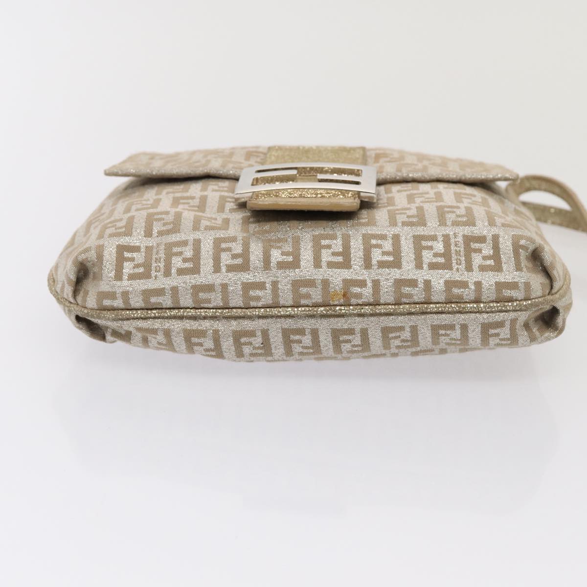 FENDI Zucchino Canvas Shoulder Bag Silver83685