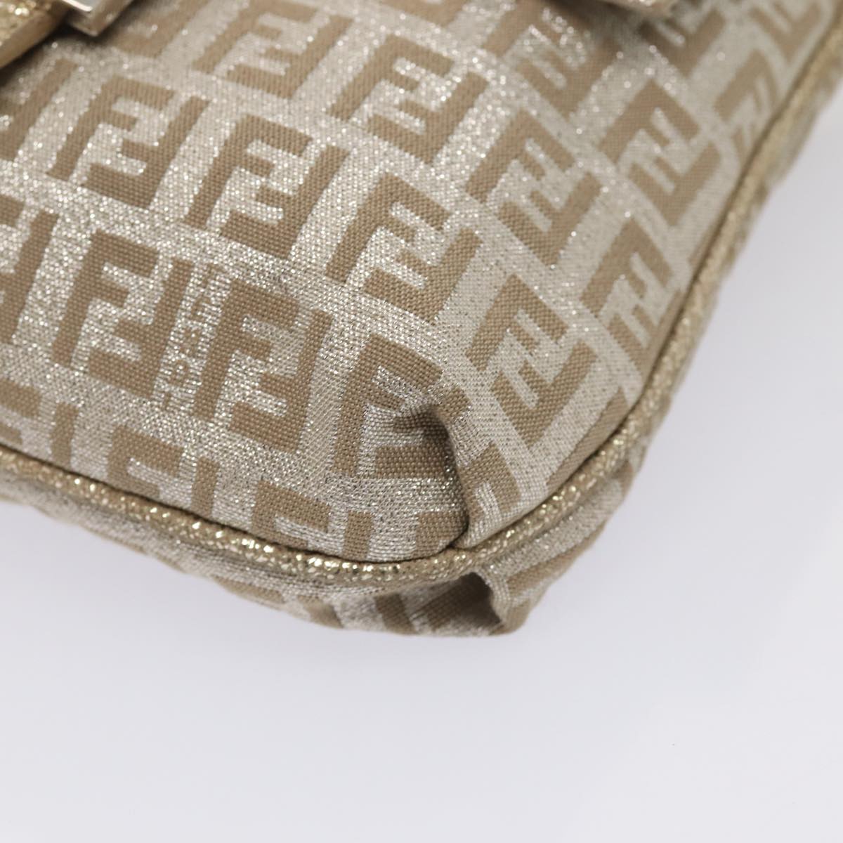FENDI Zucchino Canvas Shoulder Bag Silver83685