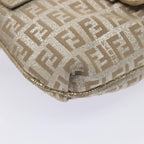 FENDI Zucchino Canvas Shoulder Bag Silver83685