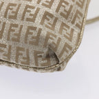FENDI Zucchino Canvas Shoulder Bag Silver83685