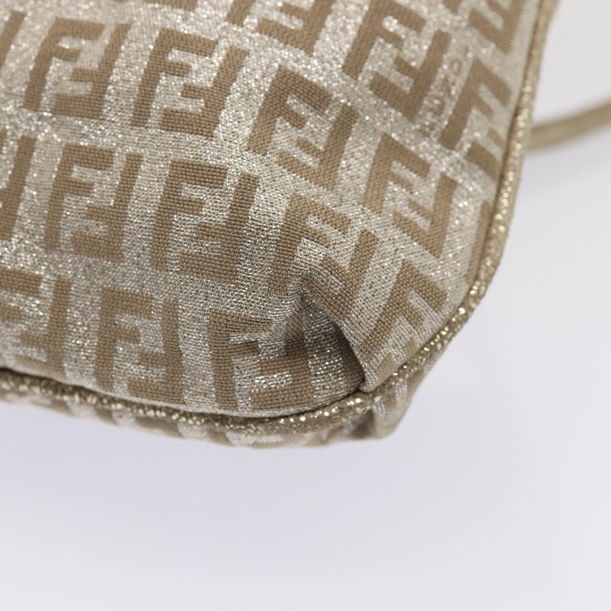 FENDI Zucchino Canvas Shoulder Bag Silver83685