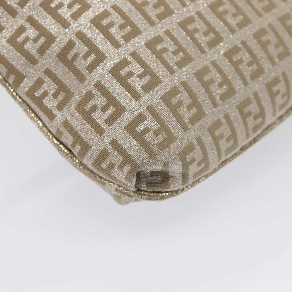 FENDI Zucchino Canvas Shoulder Bag Silver83685