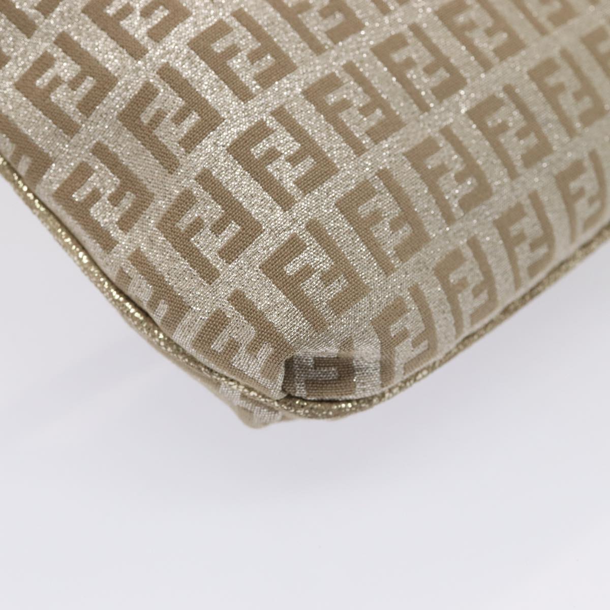 FENDI Zucchino Canvas Shoulder Bag Silver83685